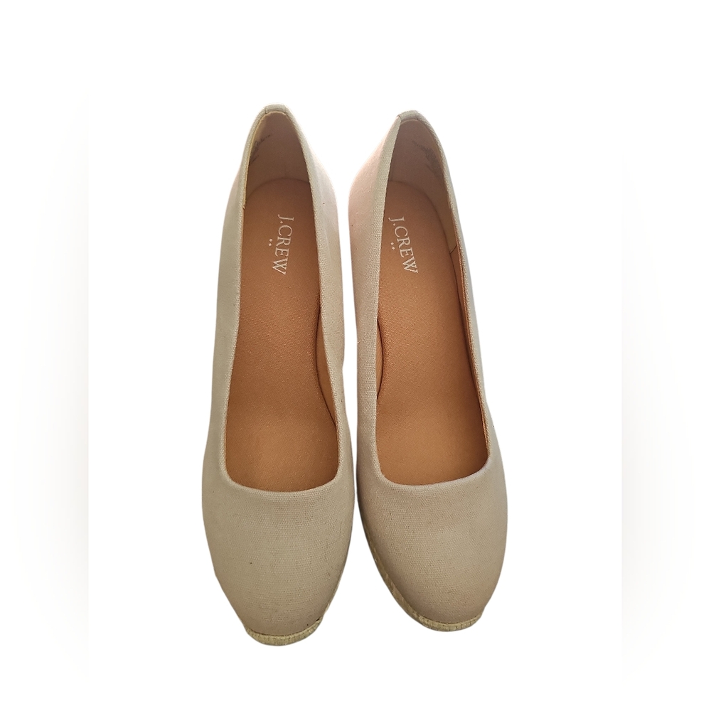 J. Crew Cream Canvas espadrille wedges Sz 9.5 New - Picture 5 of 6